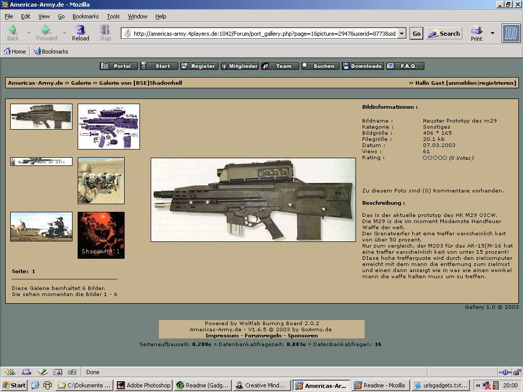 Screenshot "Americas Army". Webseite "Galerie"